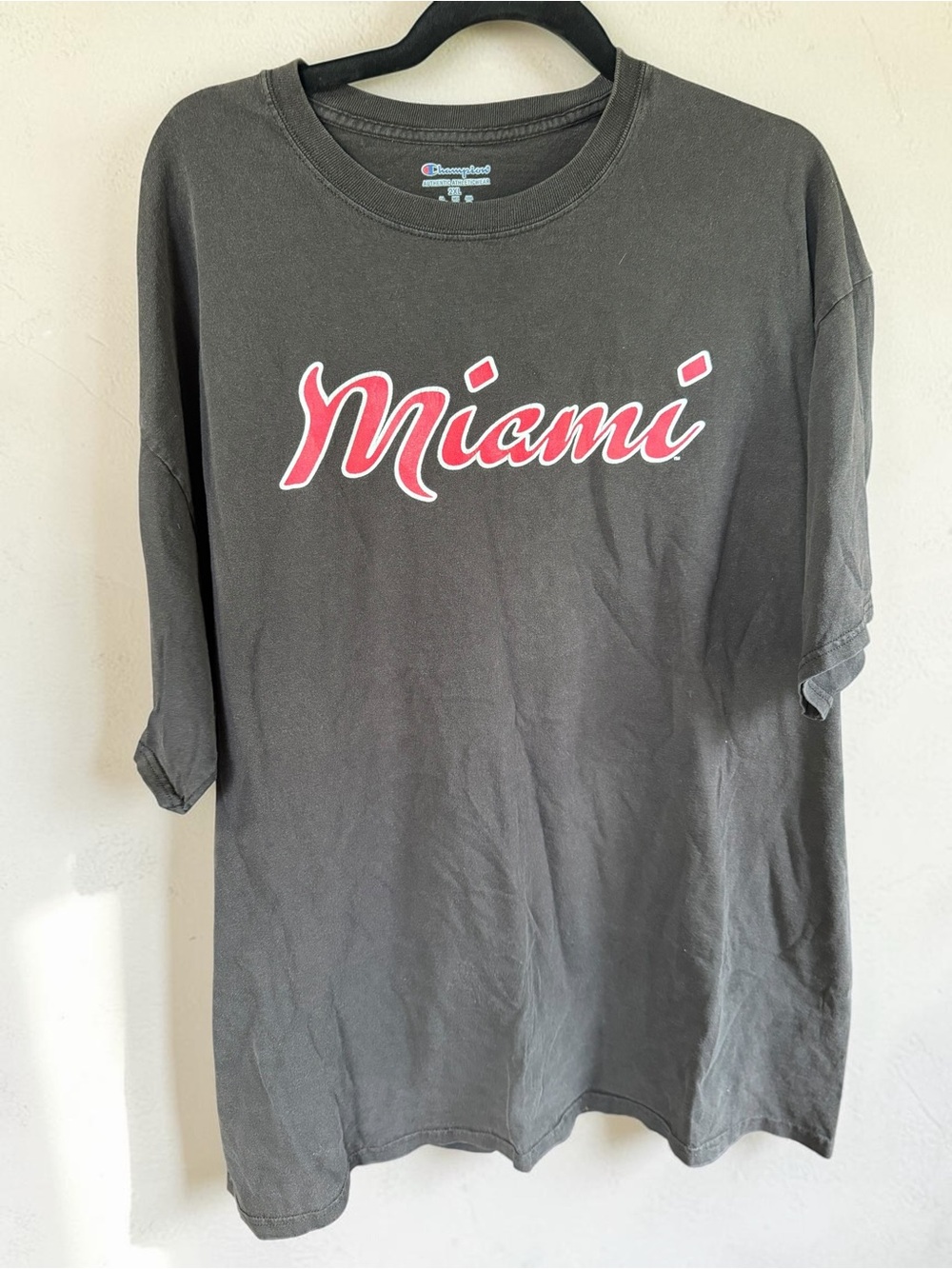 Champion Miami Script Logo Tee 2XL Black Graphic College